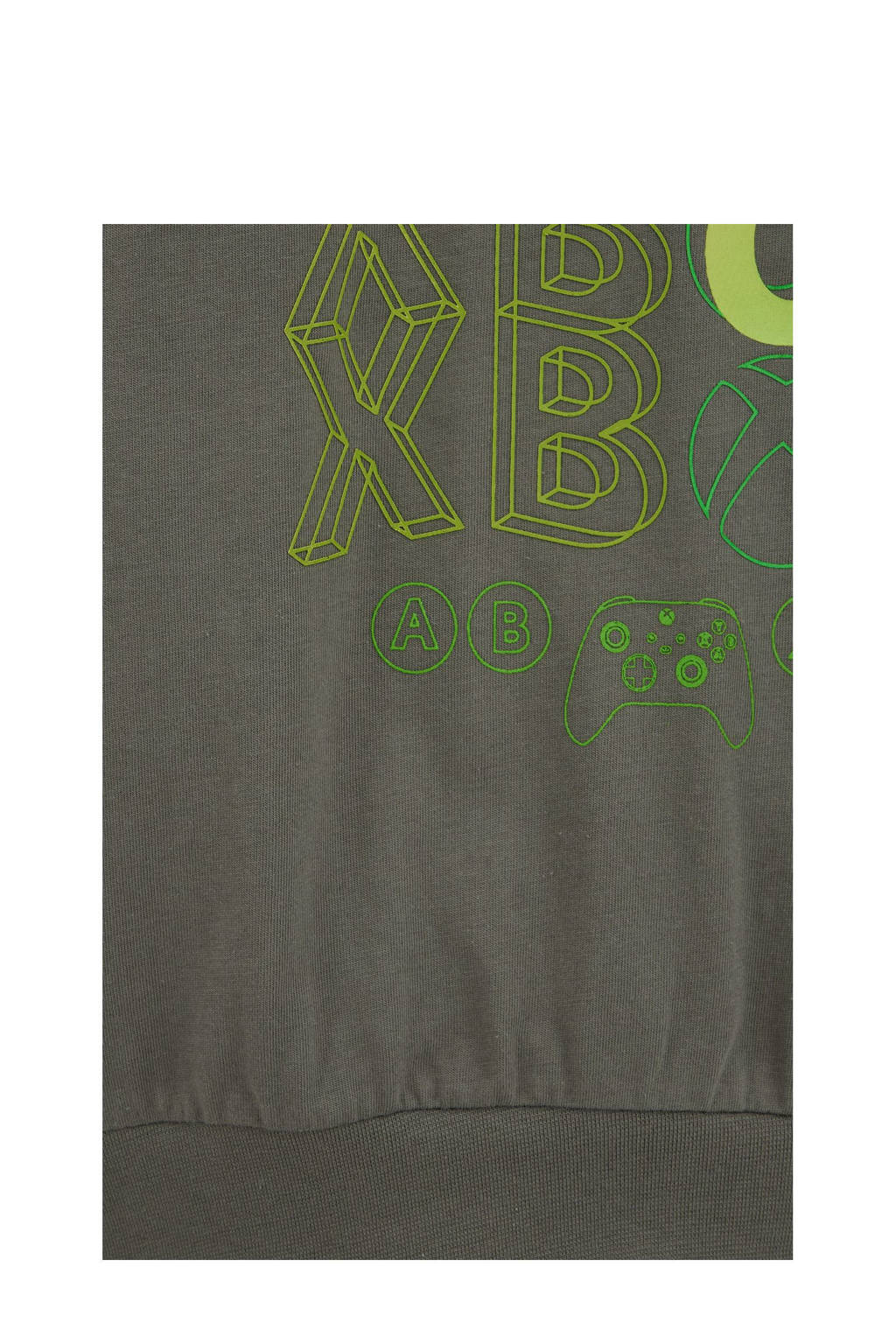 WE Fashion longsleeve met printopdruk grijsgroen/geel/limegroen