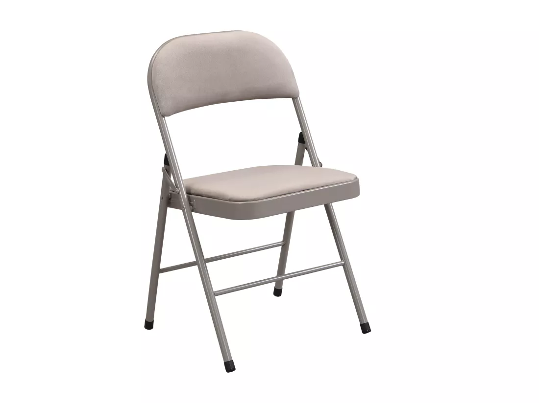 Lot de 6 chaises pliantes en velours et métal - Taupe - ORTENSIA