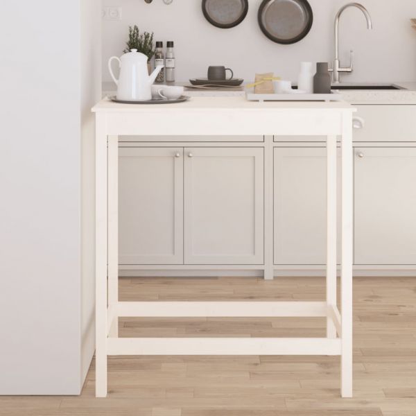 Mesa de Bar 100x50x110 cm Madeira de Pinho Maciça Branco - 833266