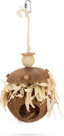 Beeztees vogelspeelgoed kokosnoot Navi naturel D 12 H 33 cm