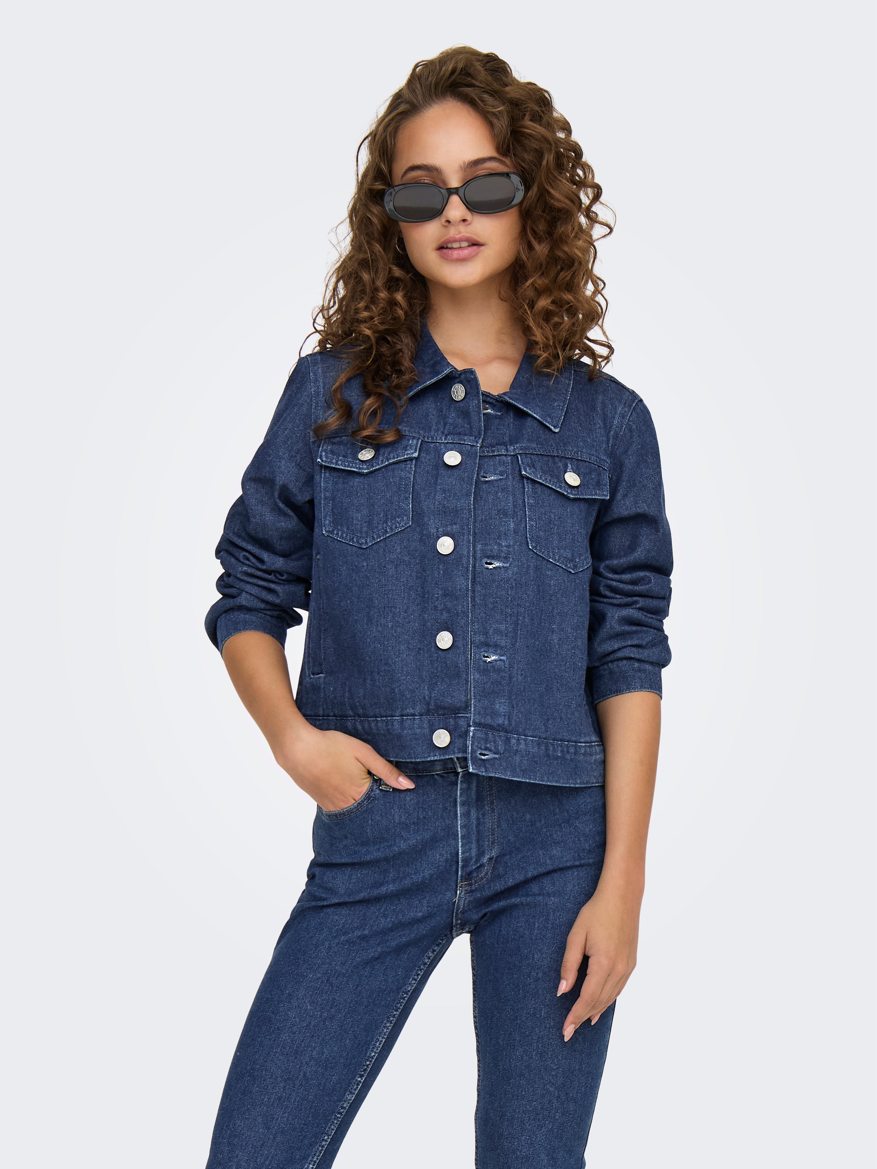 ONLRILLO Jeansjacke Dark Blue Denim