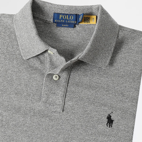 Polo Manches Courtes Slim Coton Piqué Gris Chiné