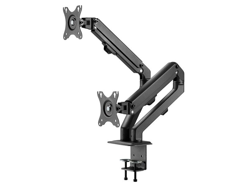 NEOMOUNTS Tischhalterung FPMA-D650D bis 7 kg – Schwarz Vollbewegliche Tischhalterung für zwei Flachbildschirme bis zu 27 Zoll