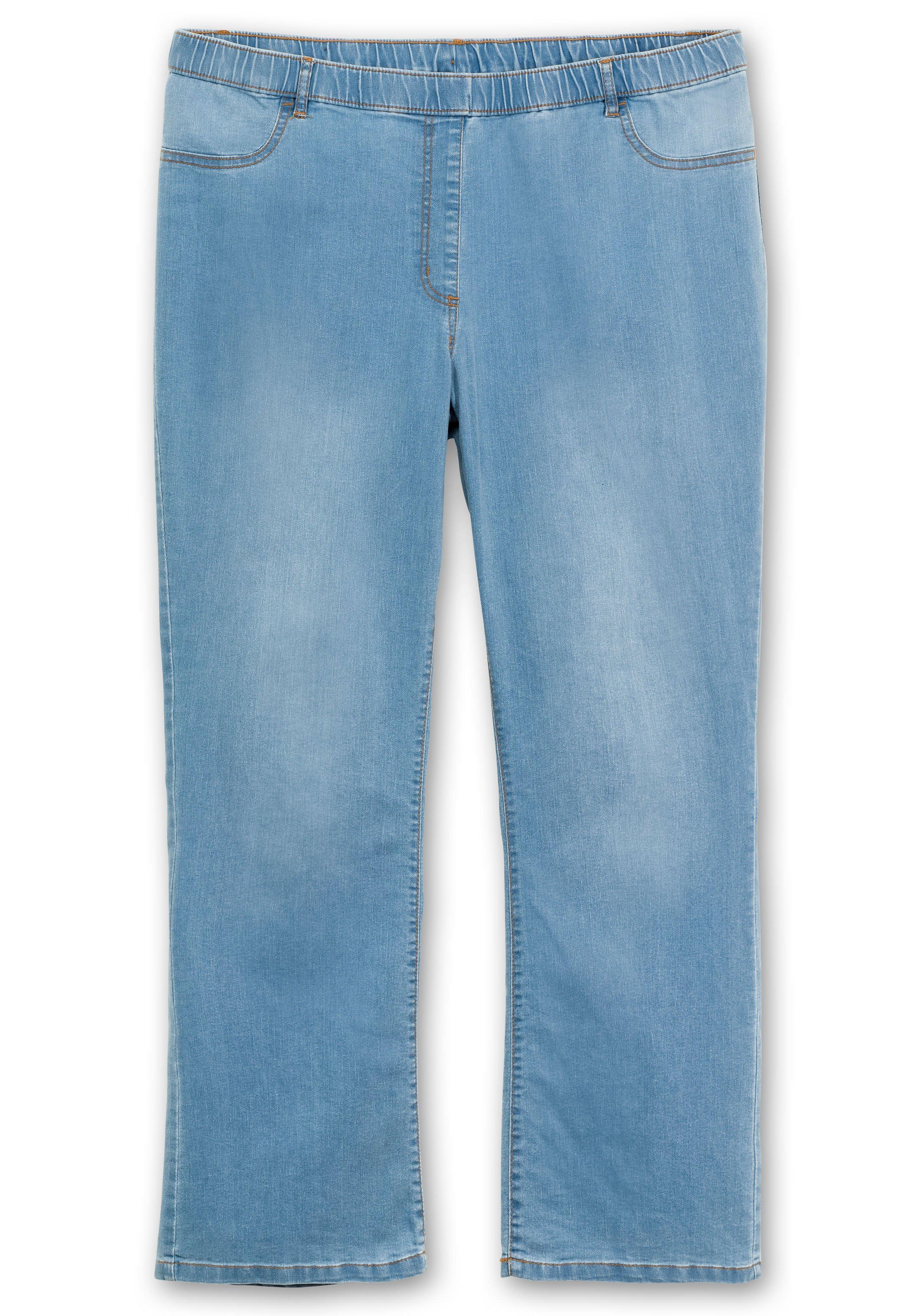 Bootcut-Jeans mit Komfortbund und Used-Effekten