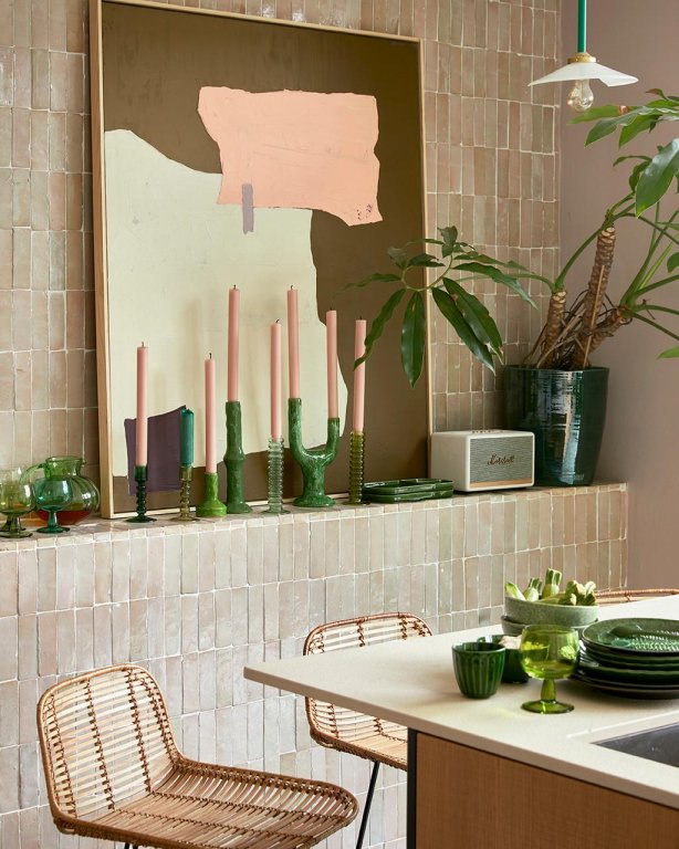 HKliving The Emeralds wijnglas tall set van 4 fern groen