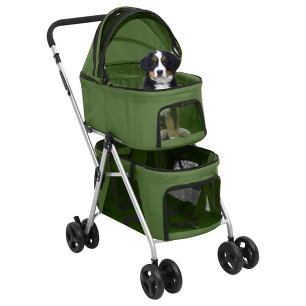 vidaXL Hundevogn 2-lags sammenleggbar grønn 83x48x97 cm oxford-stoff