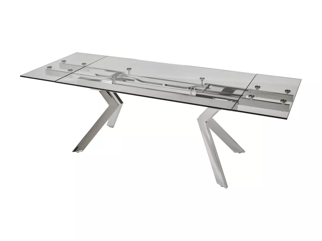 Table à manger extensible VELIKA - Verre trempé & métal - 6 à 8 personnes