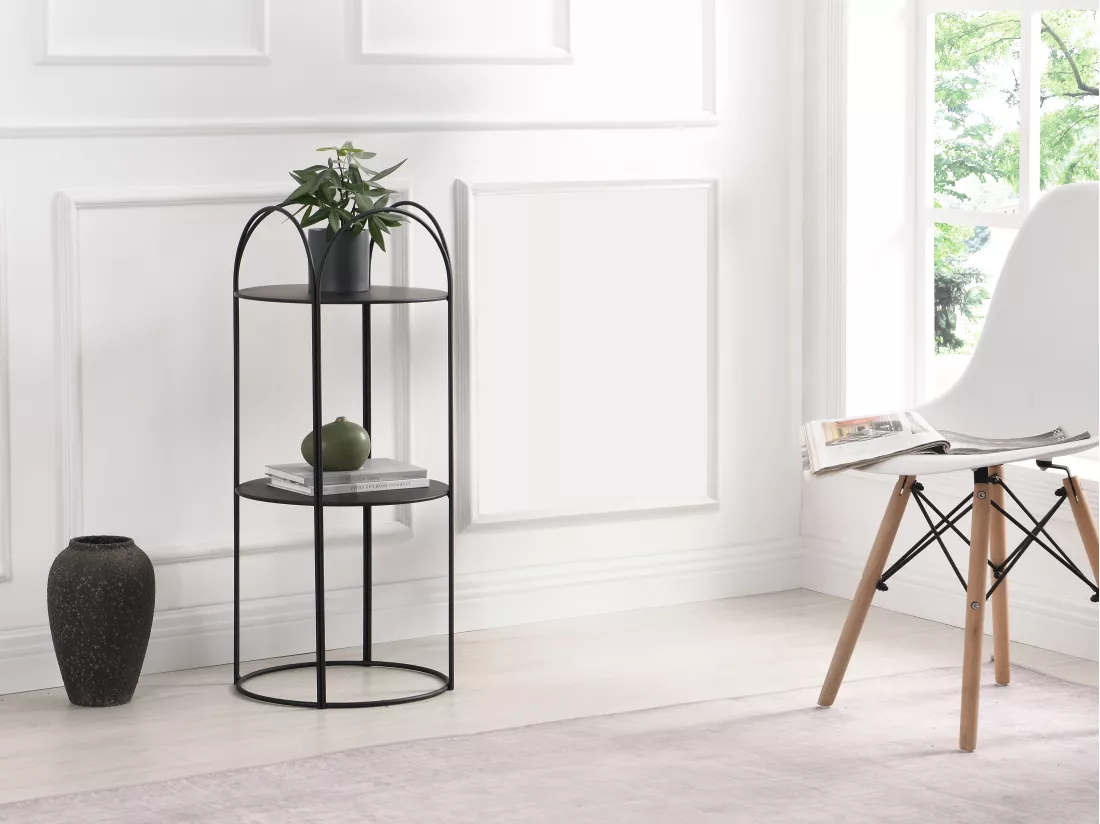 Etagère en métal - 2 tablettes - Noir - GRAZIELA
