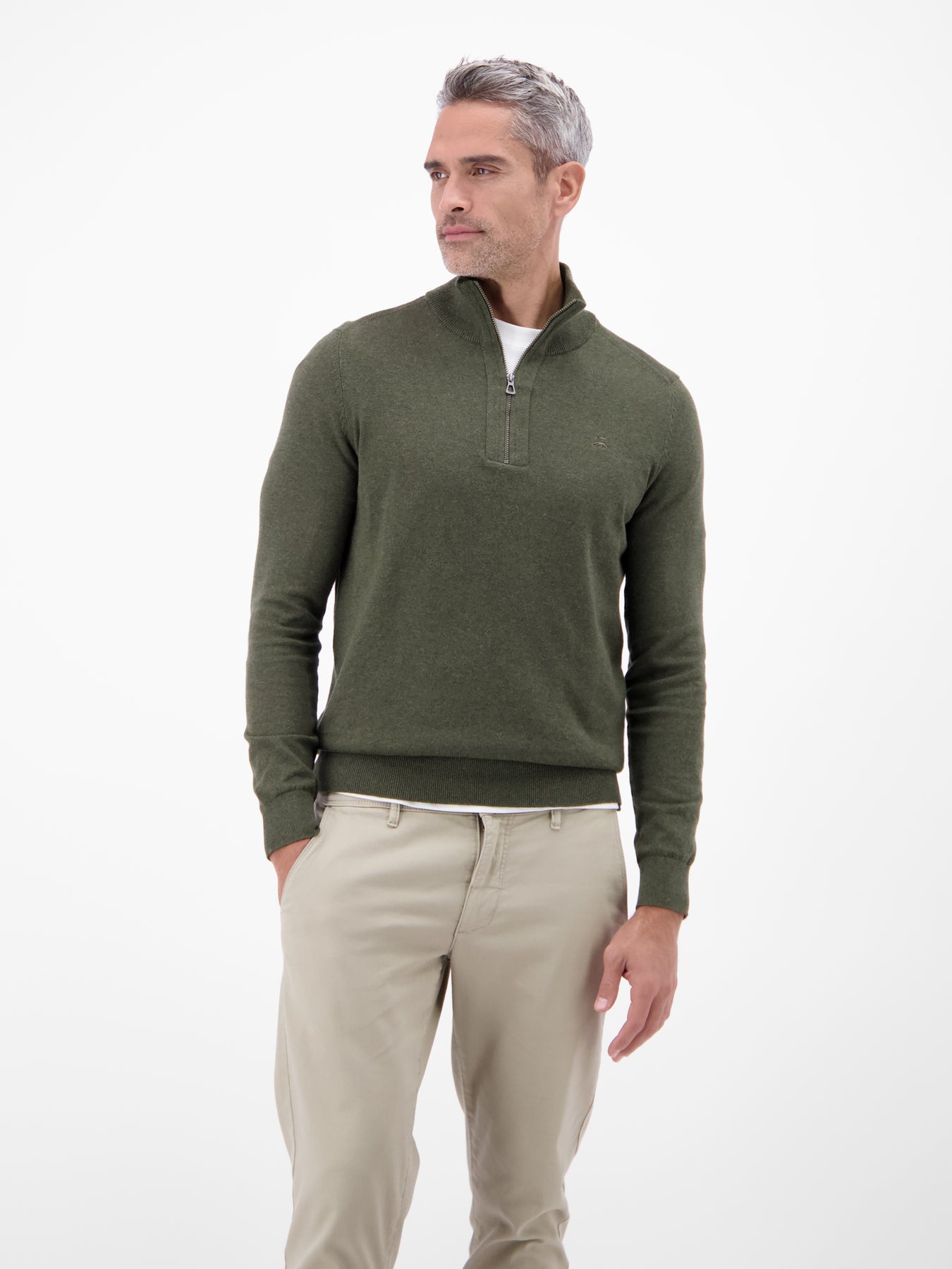 Flachstrickpullover mit Troyerkragen