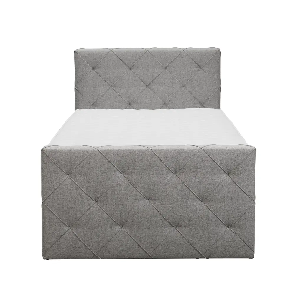 Boxspring met voetbord Liv geruit - lichtgrijs - 120x200 cm - slanke poot