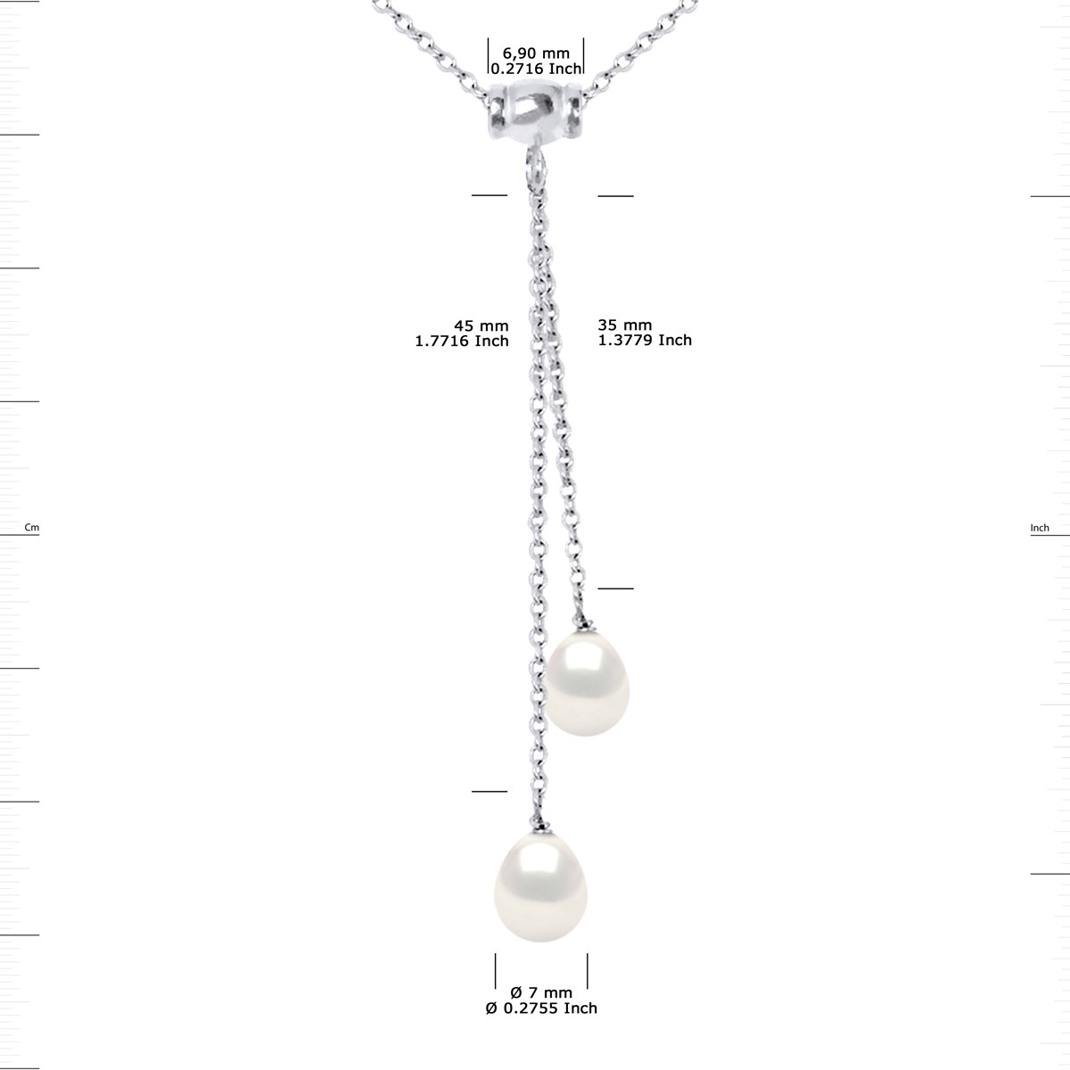 Collier Perle d'Eau Douce Ronde 8-9 mm Noire Chaîne Forçat Argent 925