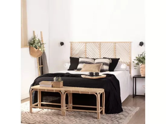 Tête de lit double en rotin naturel 160x122 cm-Lira