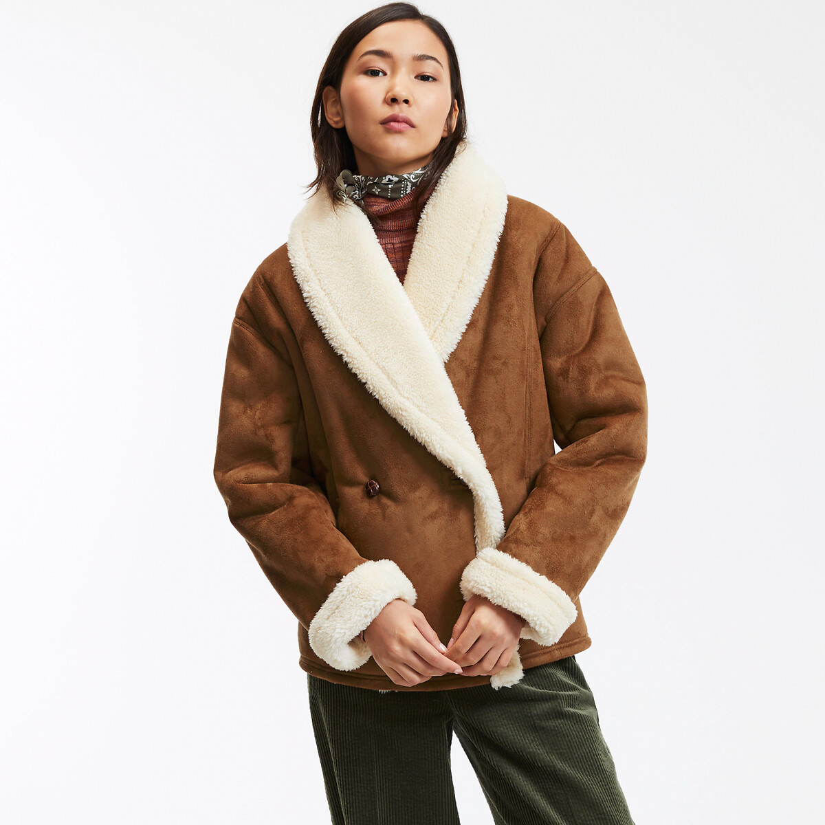 COLEÇÕES LA REDOUTE<br>Casaco de comprimento médio com fecho de botões, perfeito para o inverno