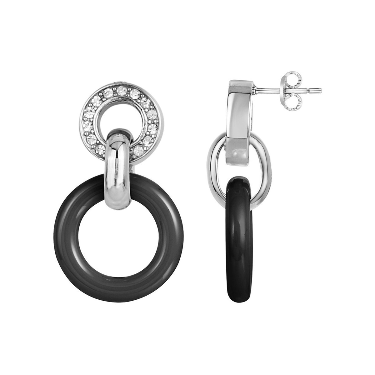 Boucles d'oreilles pendantes en Acier 316L et céramique - blanc brillant