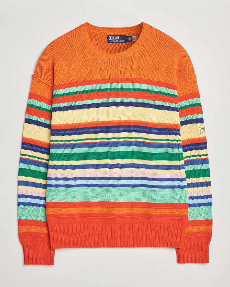 Polo Ralph Lauren Cotton/Linen Stripe Sweater Orange Combo