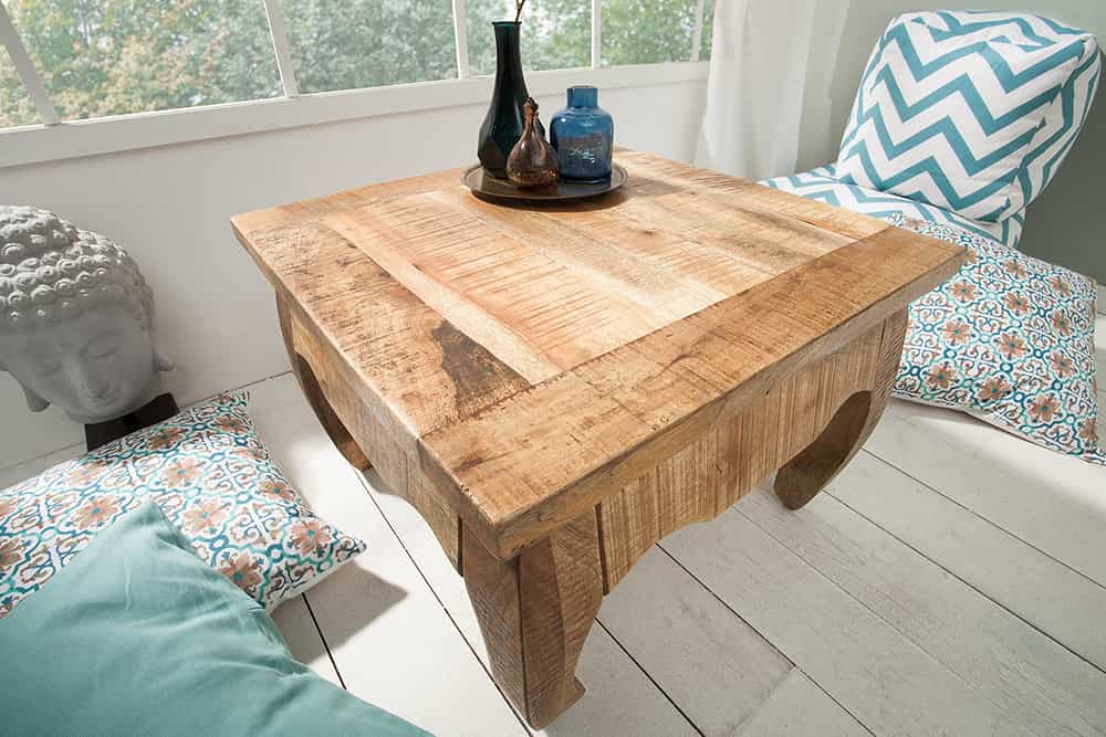 Massiver Couchtisch OPIUM ANTIQUE 60cm natur Mangoholz Beistelltisch