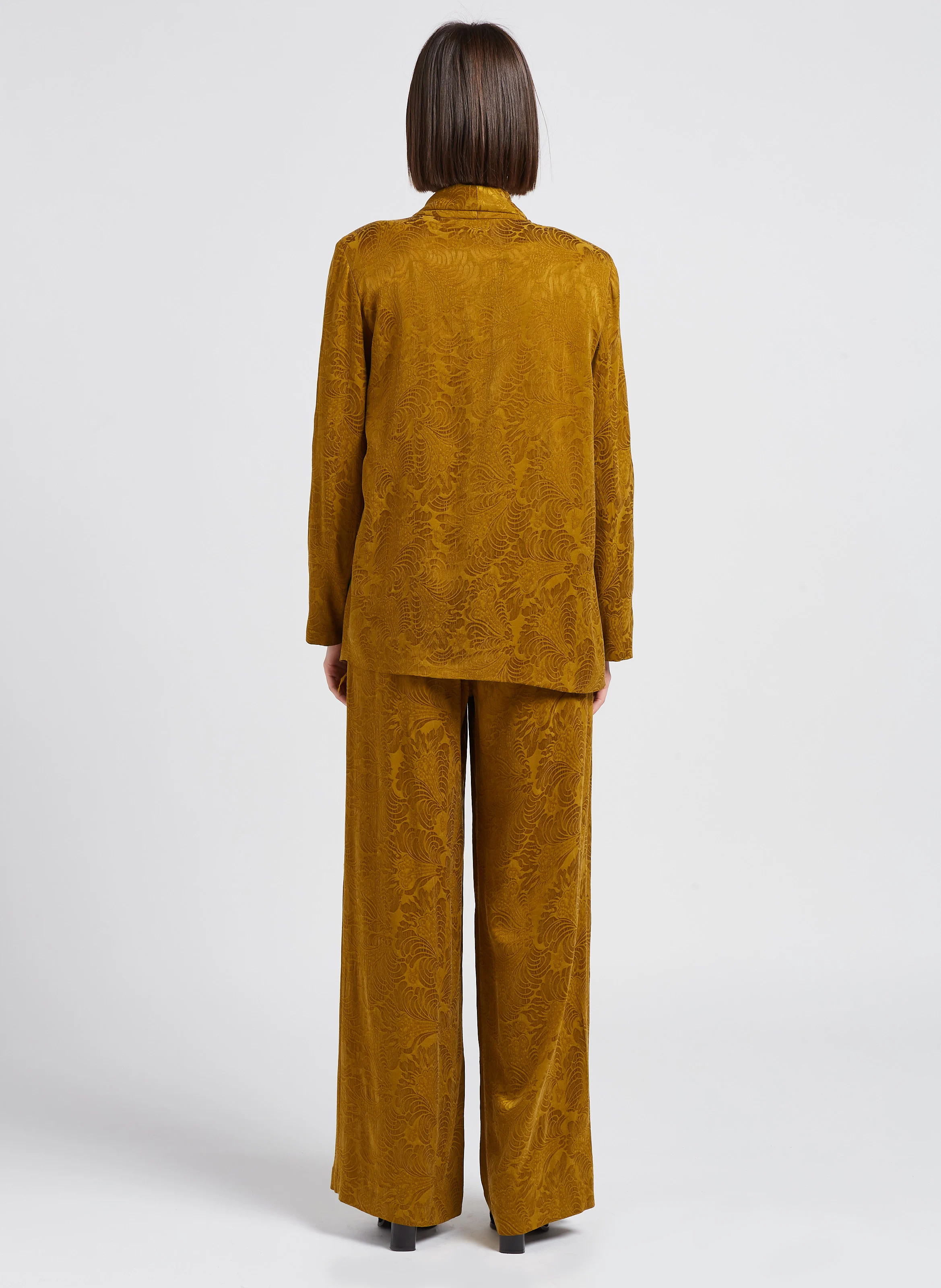 PASCAL - Pantalon large en jacquard | Marron