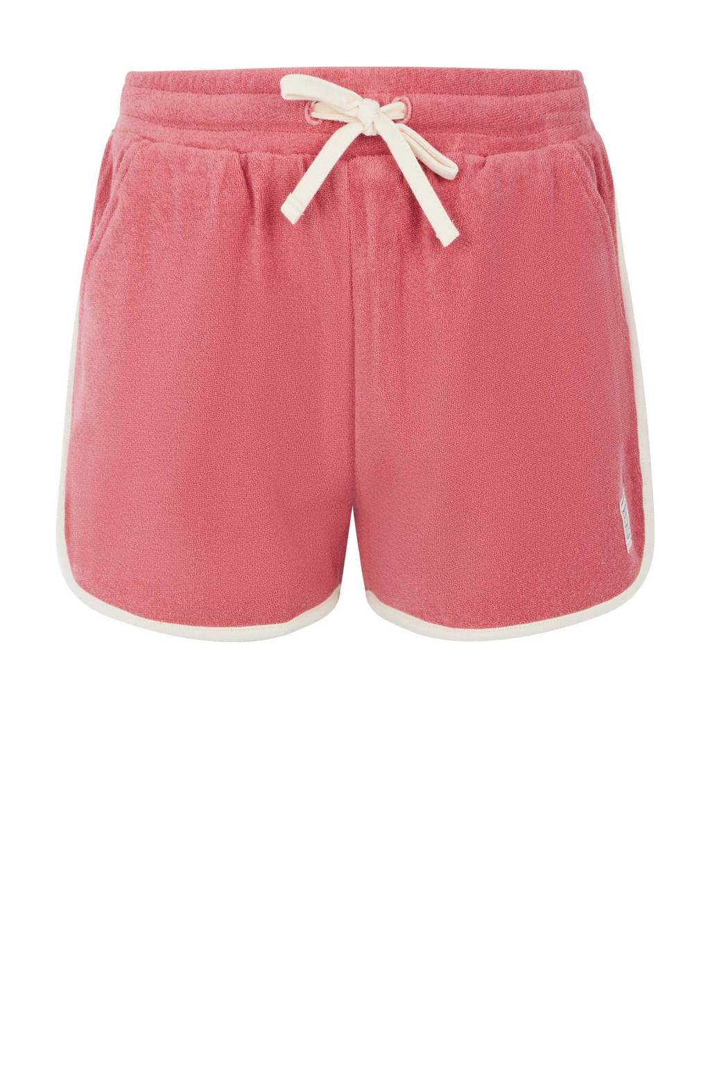 Protest badstof casual short met zijstreep donkerroze/wit