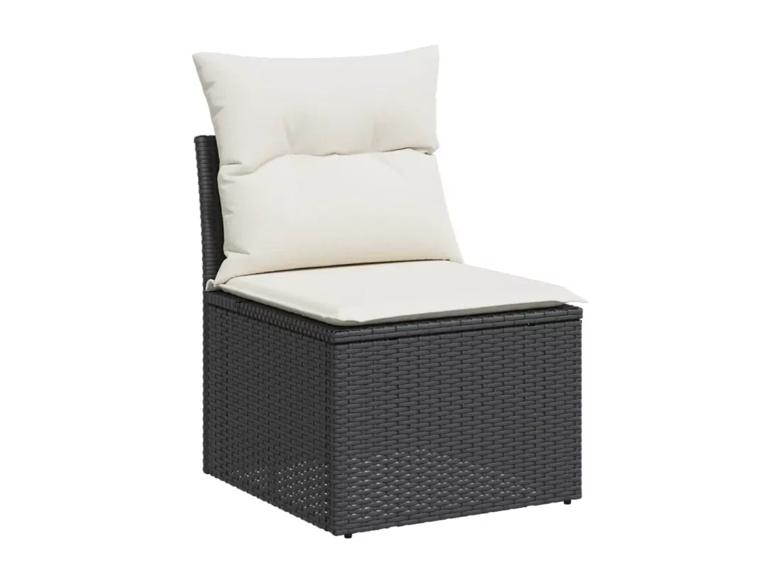 Salon de jardin 12 pcs avec coussins noir résine tressée