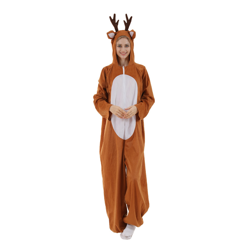 (170-180cm) Christmas Erwachsenen Kostüm Plüsch Weihnachts Pyjama Overall Verkleidung für Motto Partys - Rentier