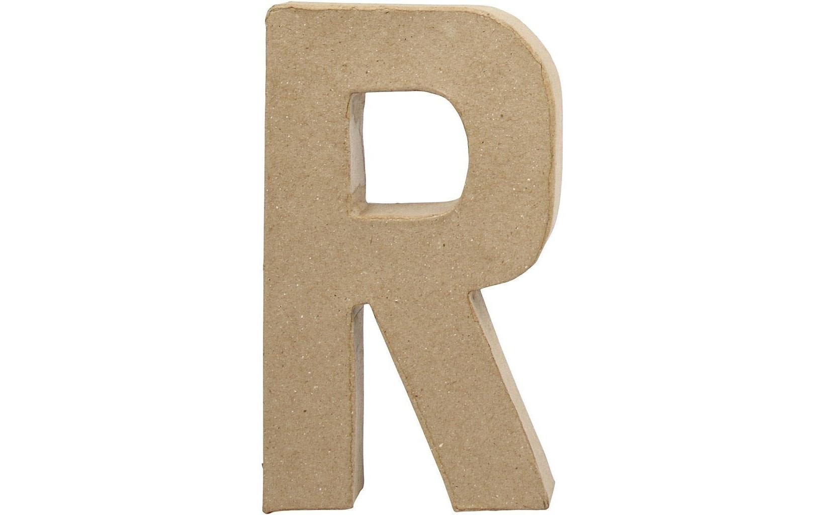 Papp-Buchstabe R 20.5 cmHandgearbeiteter Buchstabe aus Pappmaché