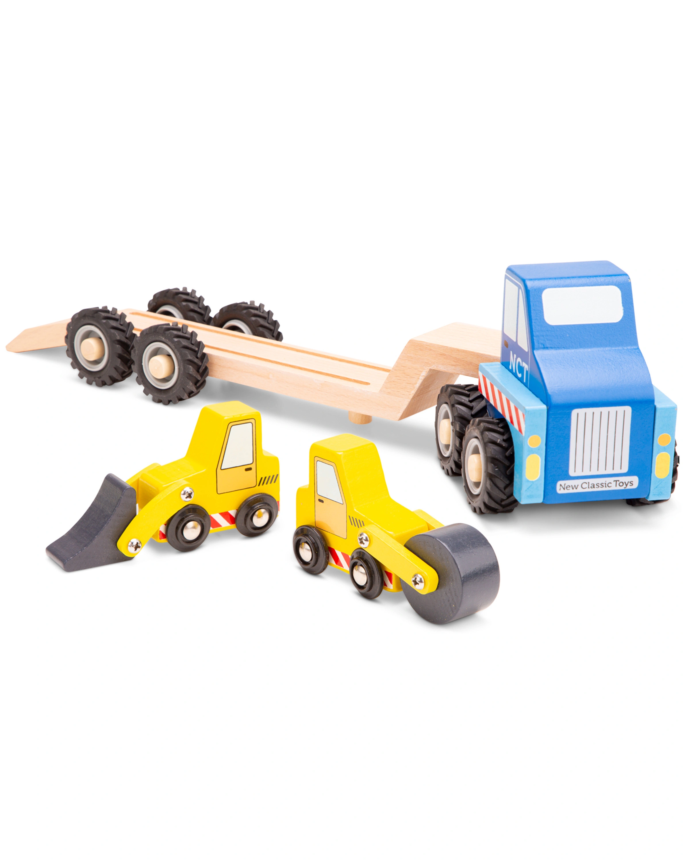 Holz-Fahrzeug TRANSPORTER mit Baustellenfahrzeugen