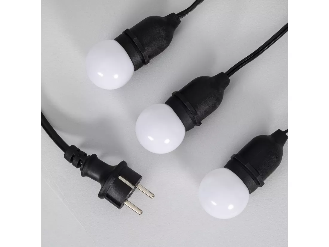 Kit Guirlande Waterproof 5.5m Noire + 8 Ampoules LED E27 G45 3W de Couleurs Blanc