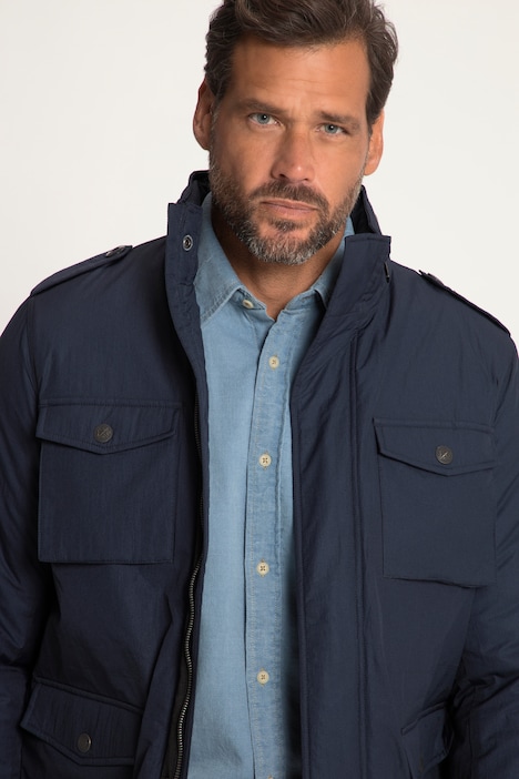 Fieldjacket, ultra leicht, leicht gefüttert, Kapuzenkragen, viele Taschen