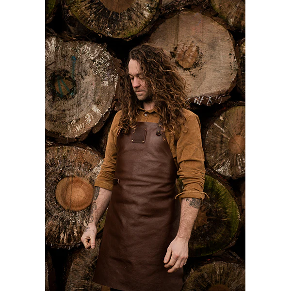 Tablier de cuisine artisanal cuir pleine fleur Buffalo Chocolat Witlof