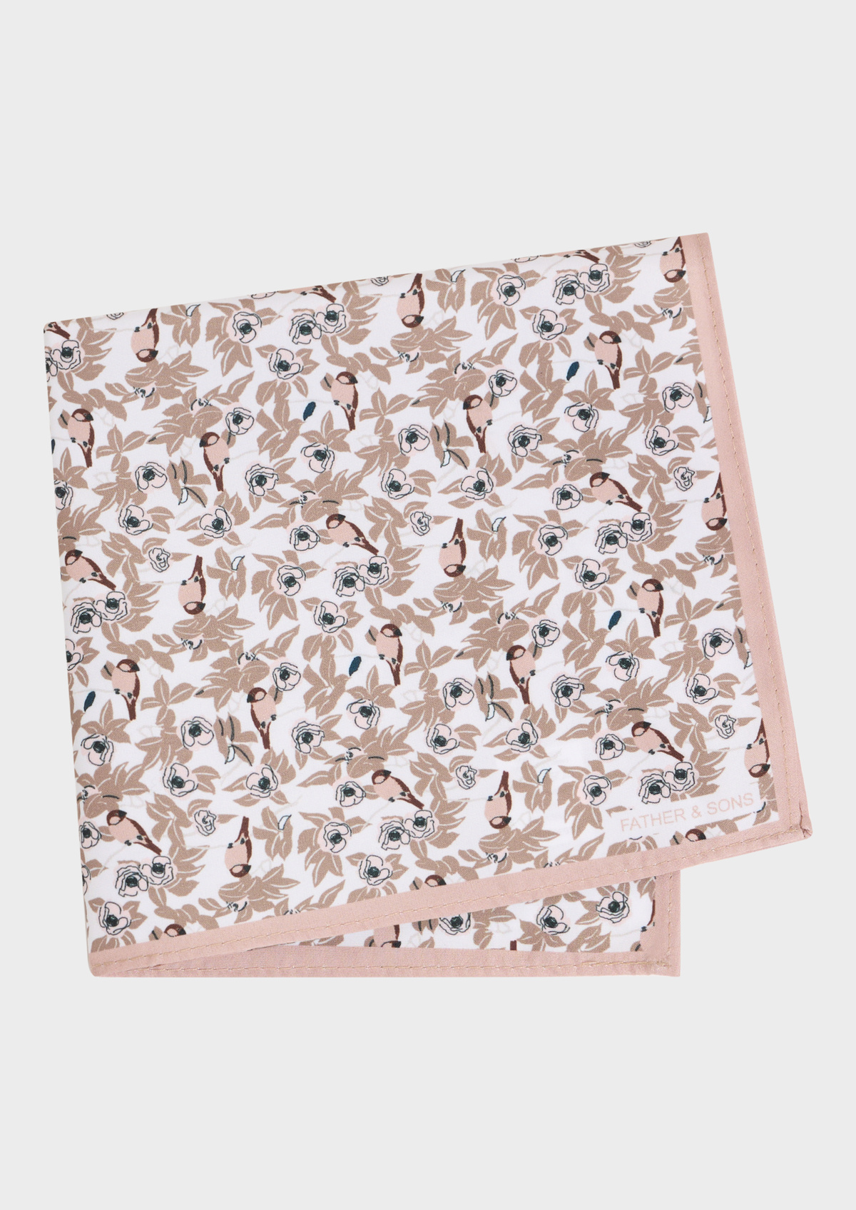 Pochette blanche à motif fleuri vieux rose