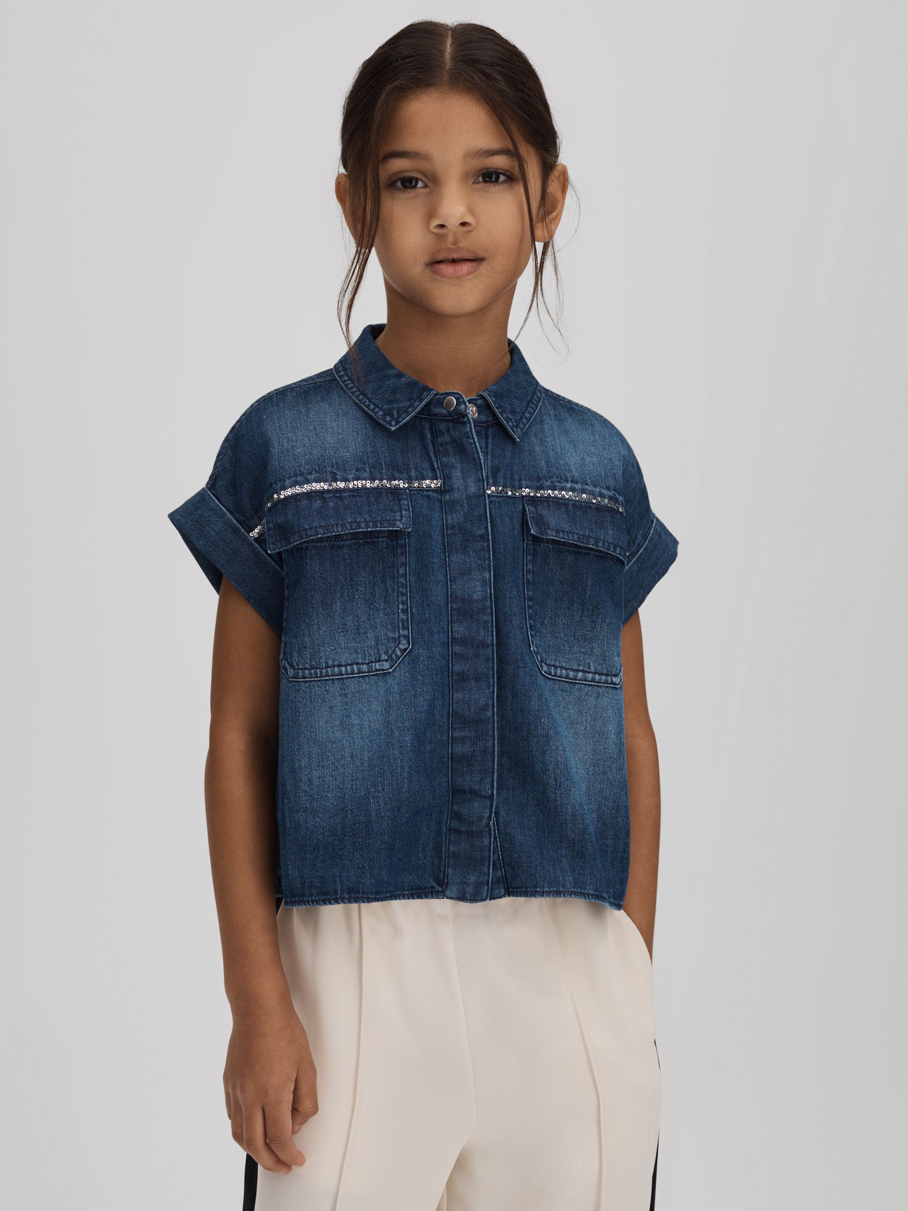 Reiss Sandie overhemd van denim met versiering