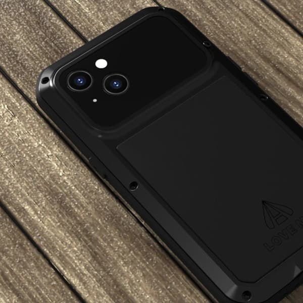 iPhone 13 LOVE MEI Kraftig støtsikkert deksel metall+silikon herdet glass