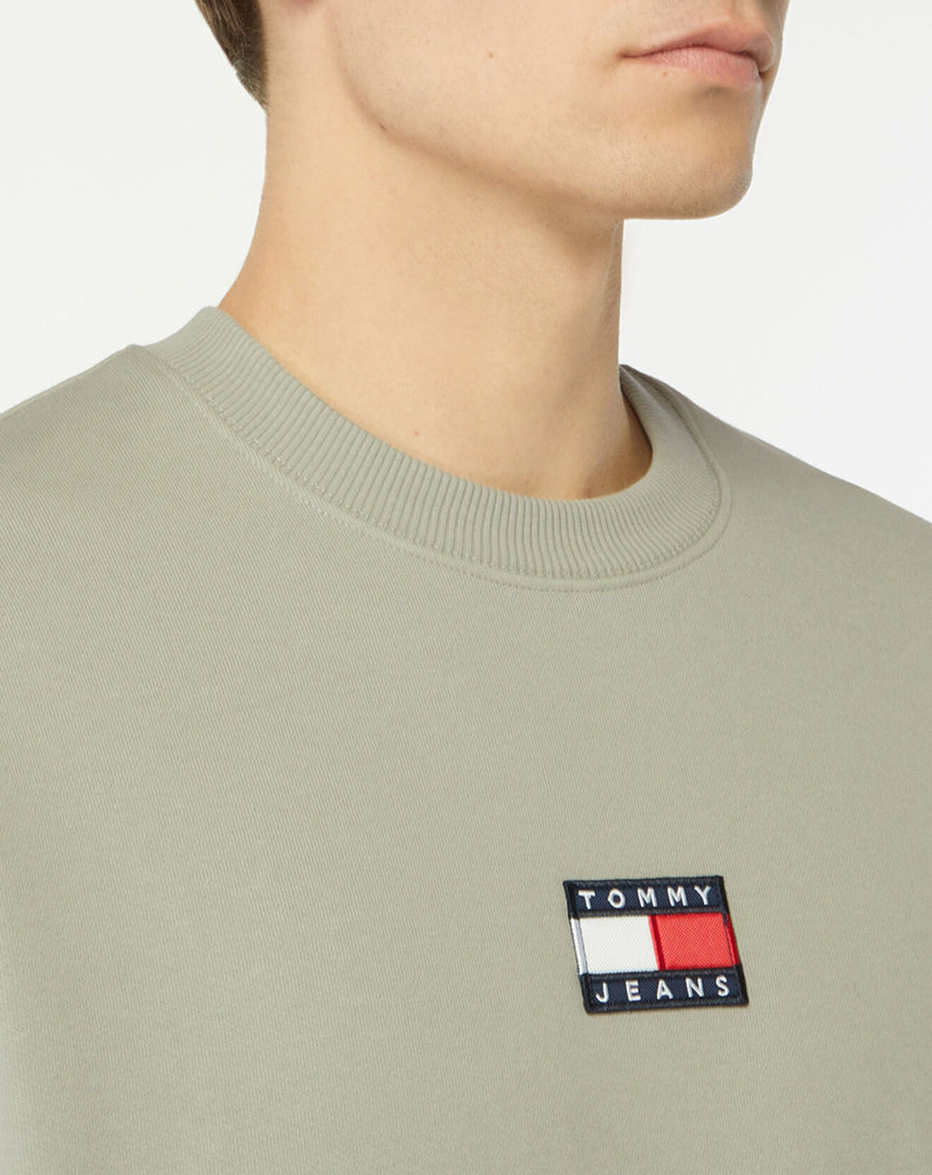Tommy Jeans Sweat Tommy Badge vert de gris