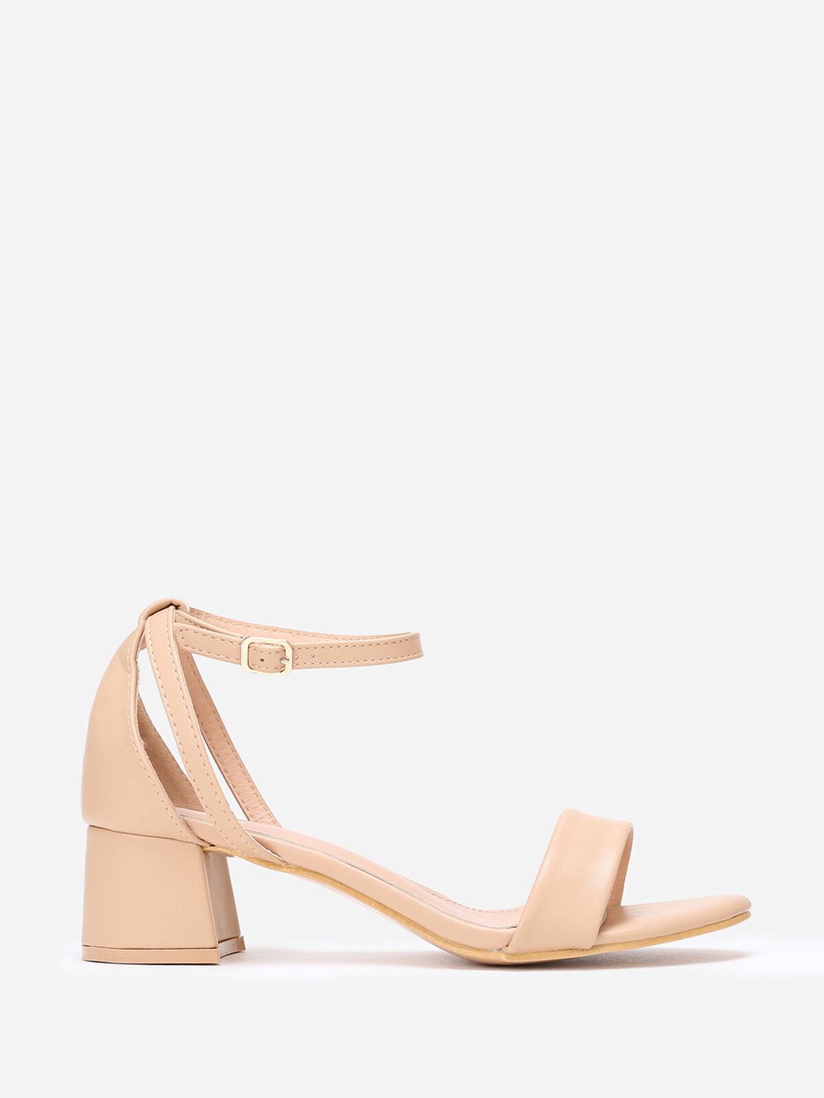 Sandales à talon carré arrondi grandes tailles- Beige