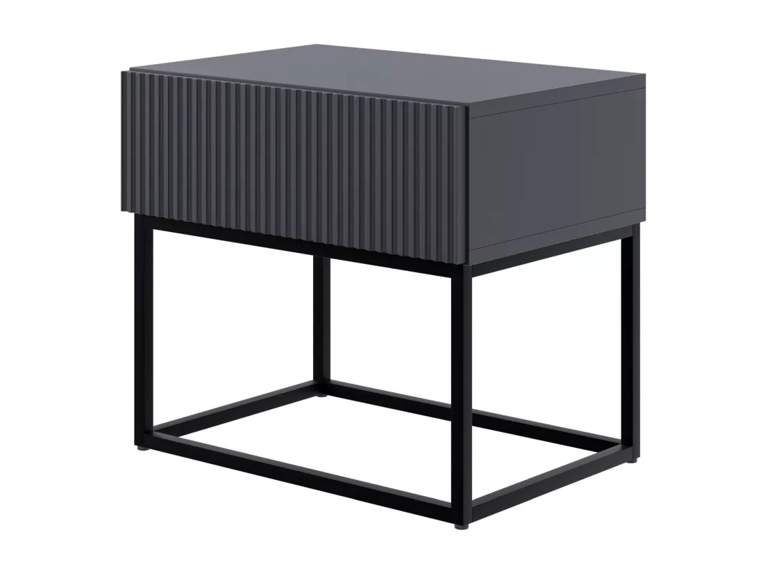 Table de chevet - 50 cm - noir avec pieds noirs - VELDIO