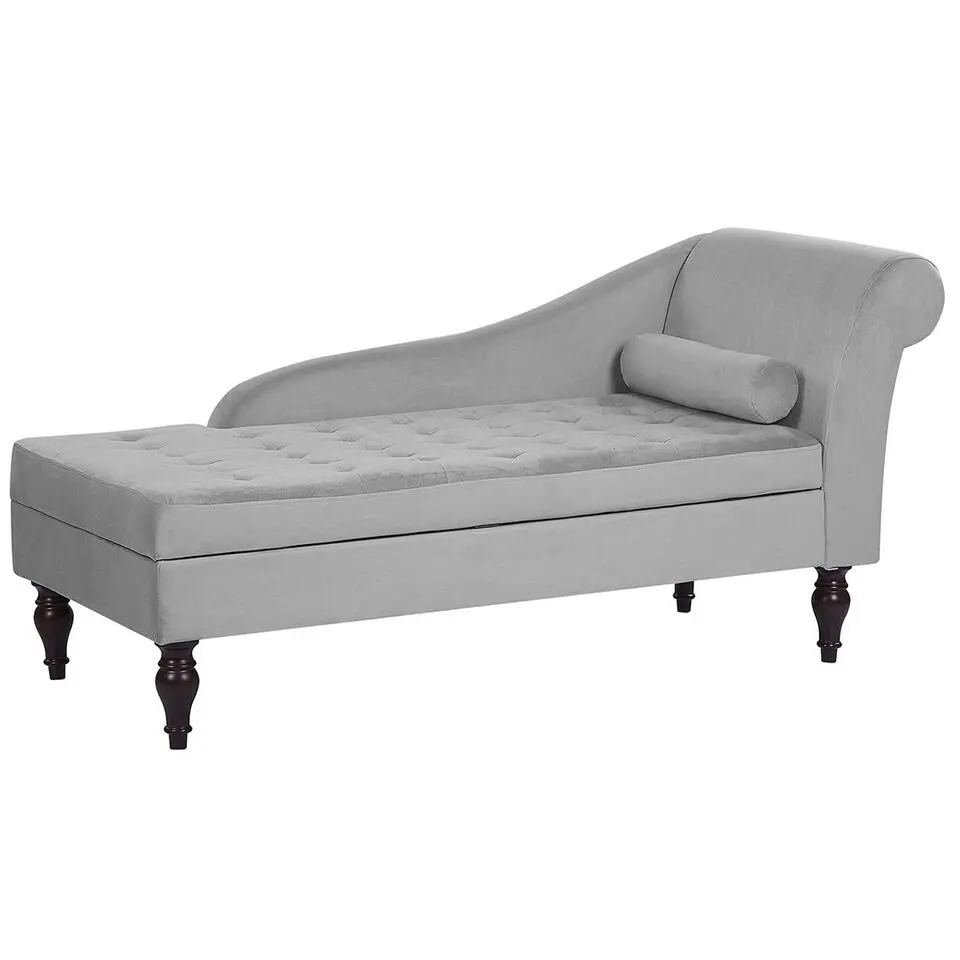 PESSAC - Chaise longue - Grijs - Rechterzijde - Fluweel