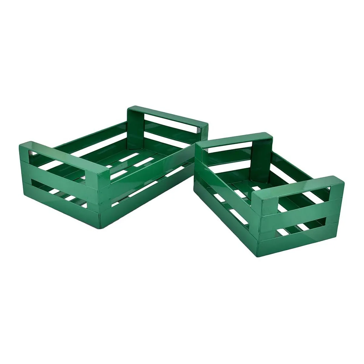 Bazardeluxe Cagettes en métal vert - Lot de 2