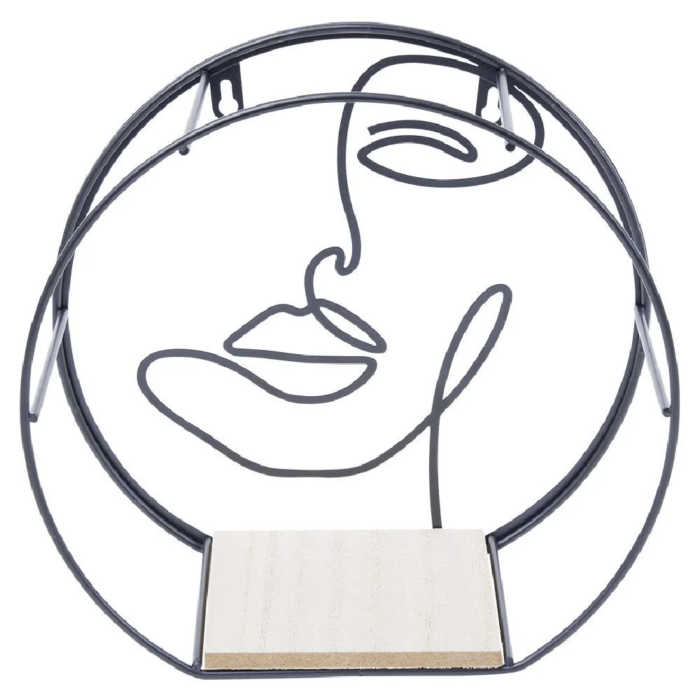 Étagère design visage métal bois x3