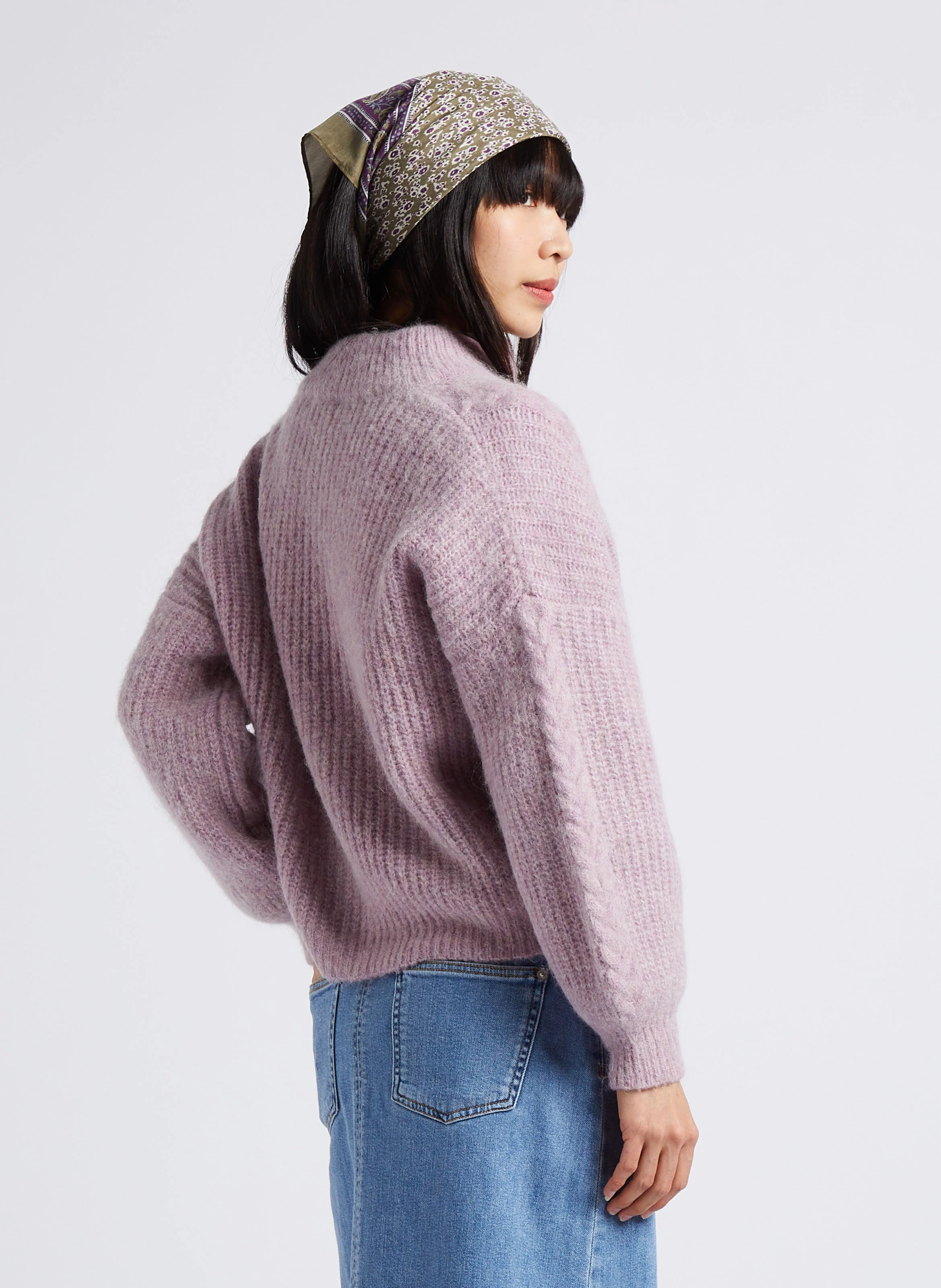LISANDRE - Cardigan col rond en laine mélangée | Violet