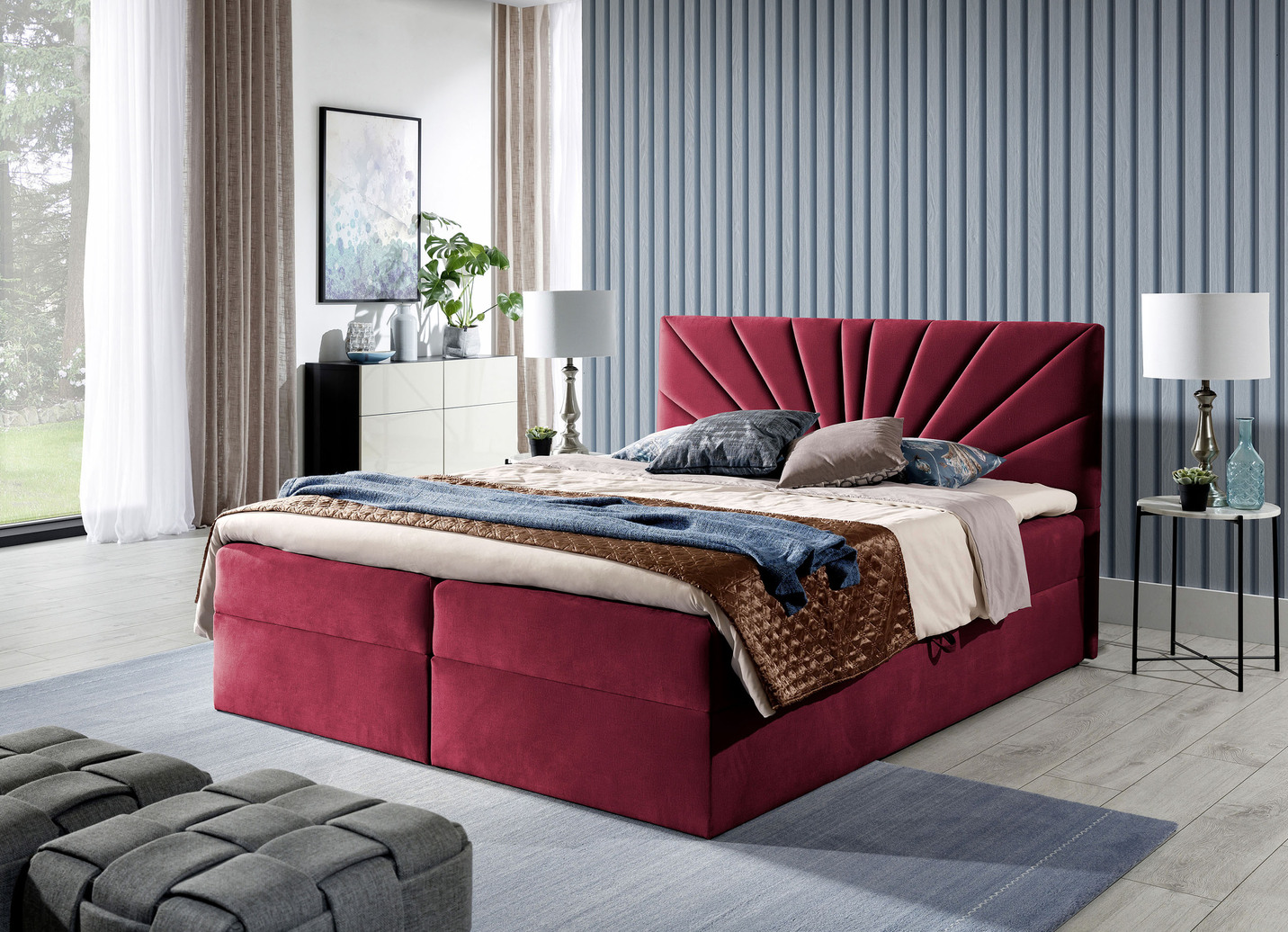 Boxspringbett mit abnehmbaren Topper