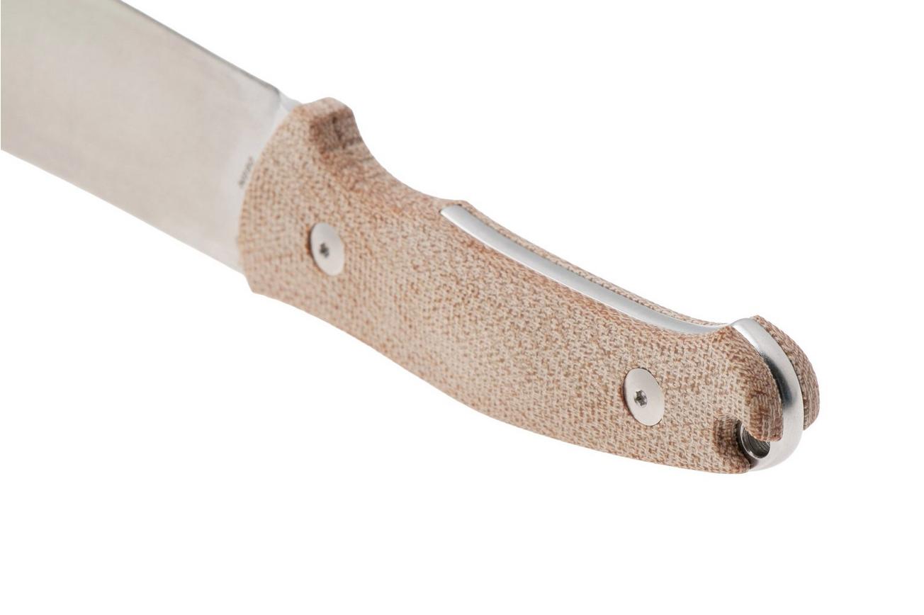 Viper Trail VT4066CN Stonewashed N690, Natural Canvas Micarta, vaststaand mes, Jens Anso design