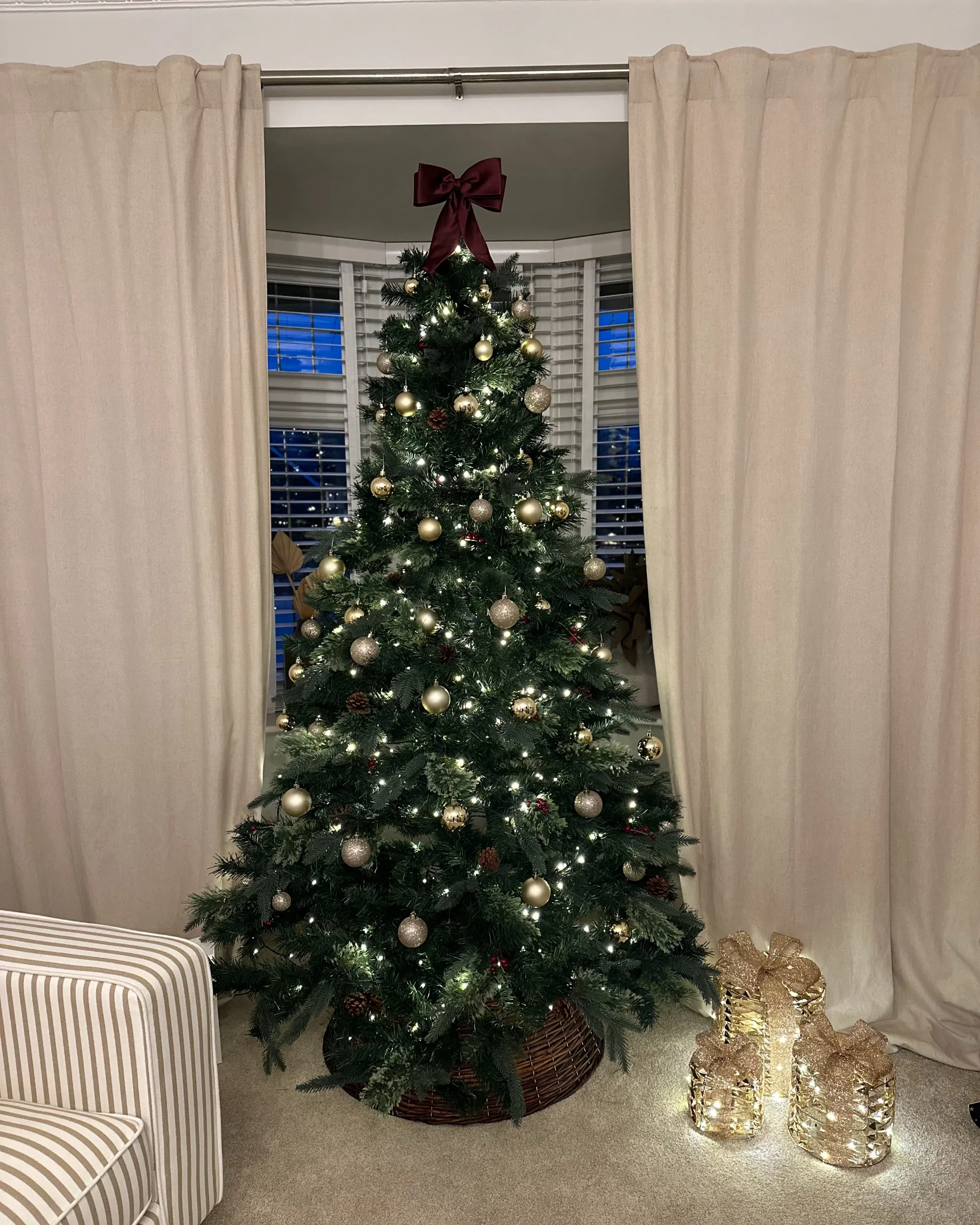 Set van 3 kerstdecoraties LED SLIVSO Kerstcadeaus 20/25/30 cm Goud