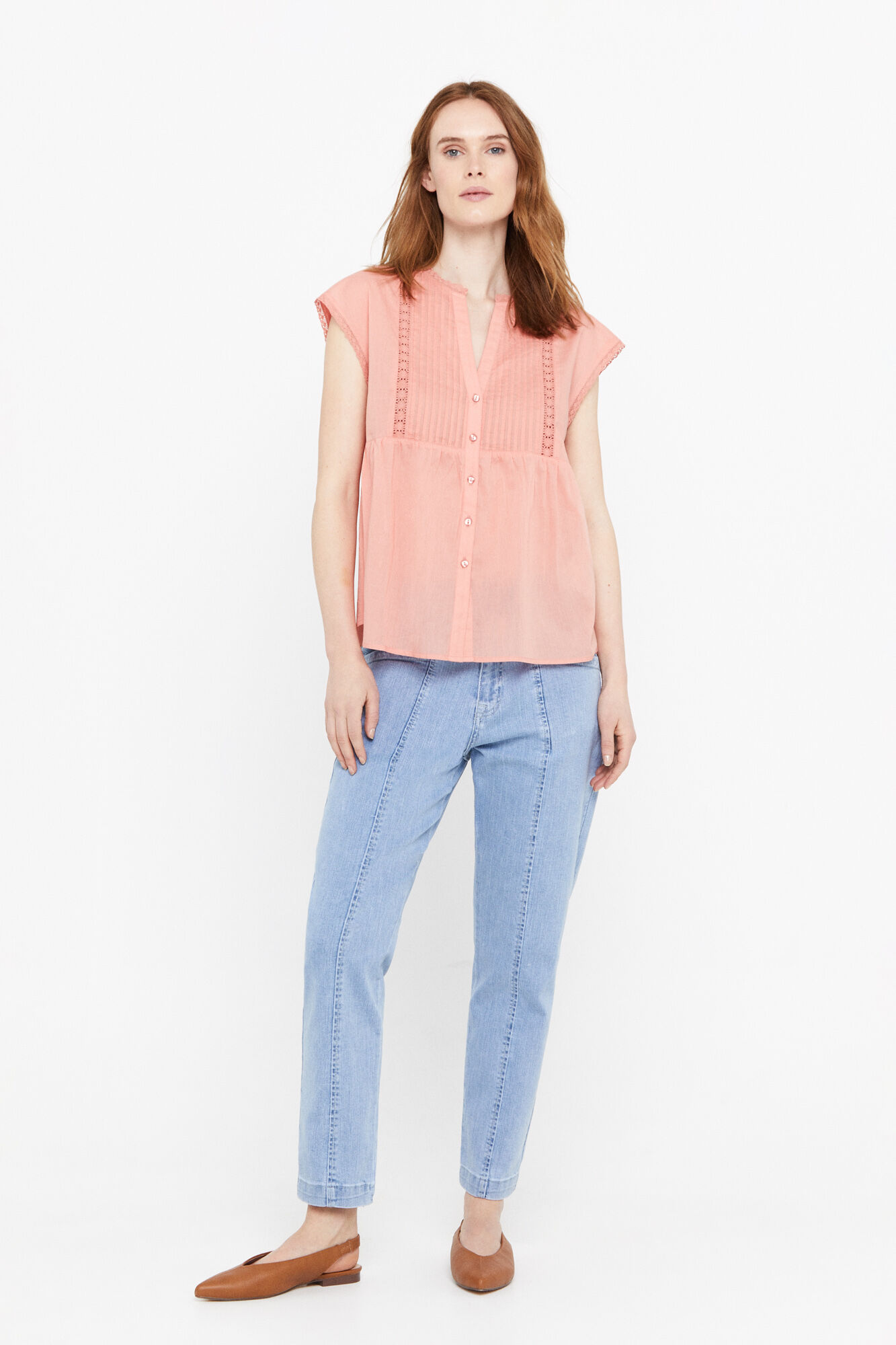 Blusa leve de algodão - Coral