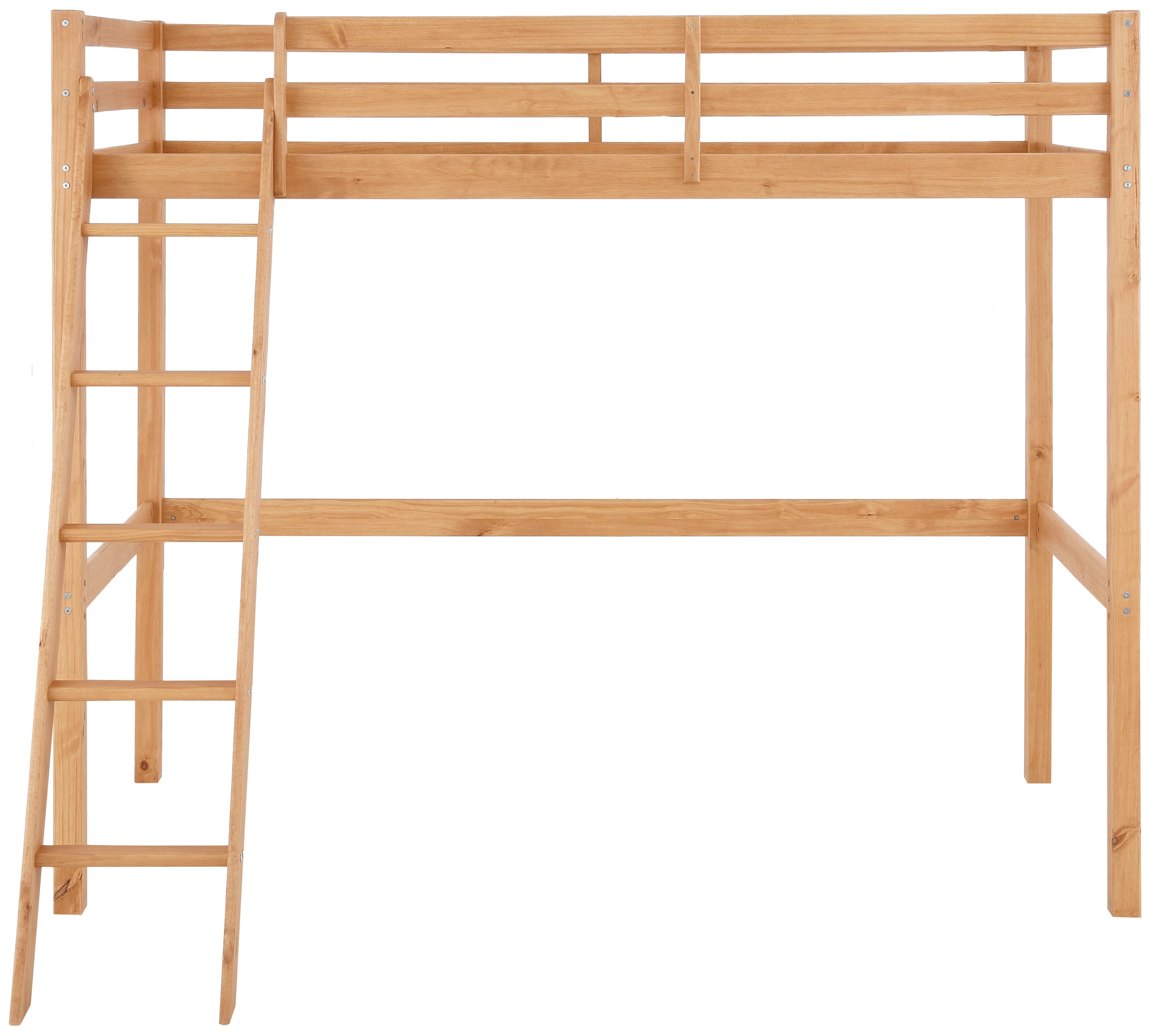 Lüttenhütt Kinderbett »Alpi, Hochbett, Stellfläche unter dem Bett« Kiefernholz, Inklusive Leiter und Lattenrost, Liegefläche 90x200 cm