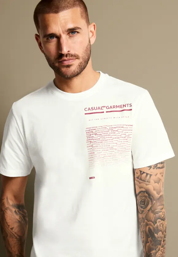 Casual T-Shirt mit Print - broken white