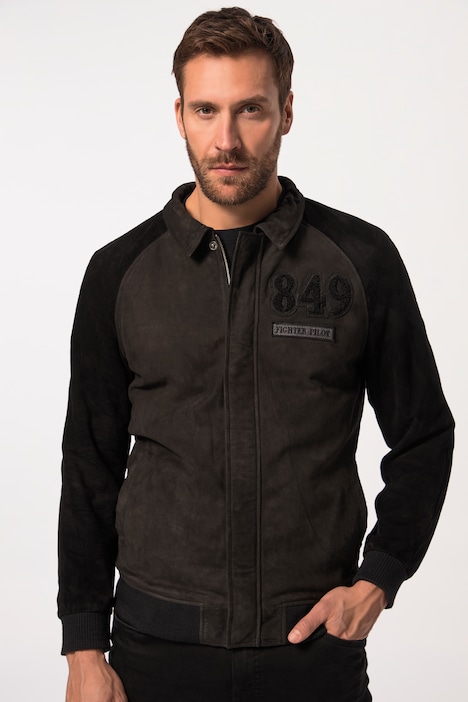 Lederblouson, Leder, feinstes Lammnappaleder, Hemdkragen, Knopfleiste