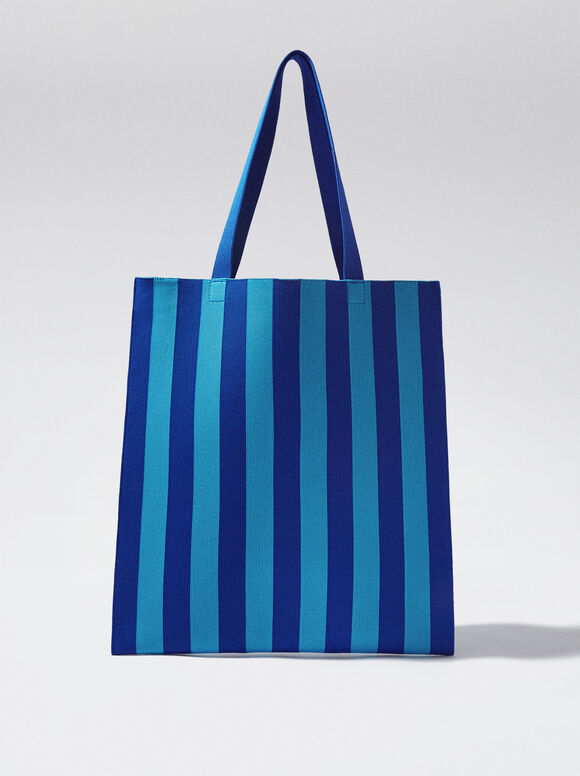 Sacola de compras com estampa listrada - Azul