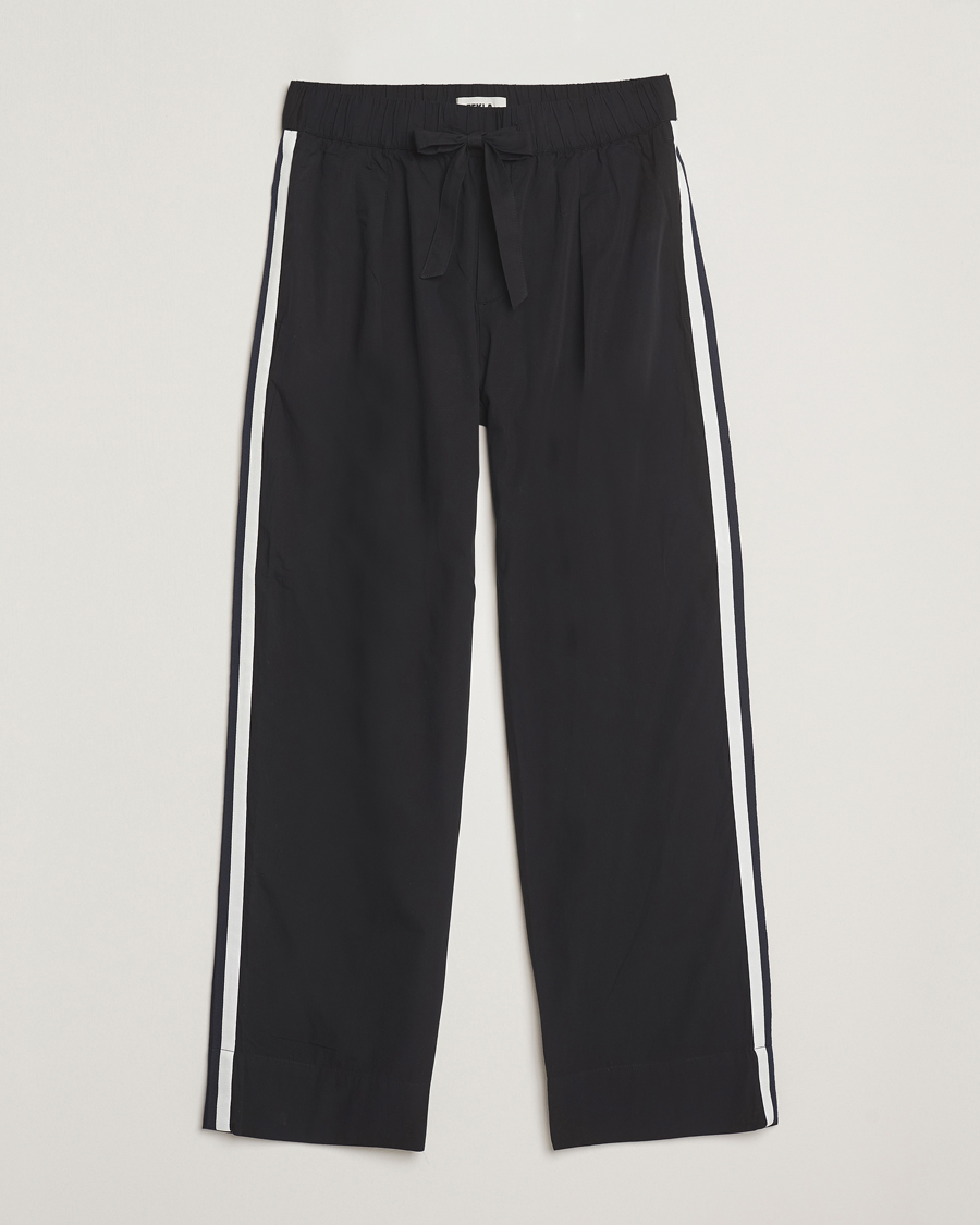 Tekla Grosgrain Stripes Pyjama Pants All Black