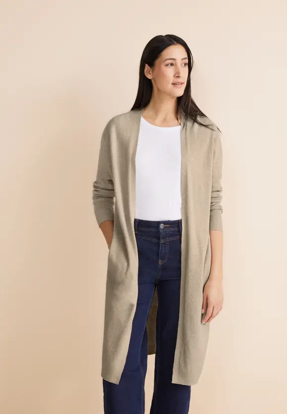 Langer Strick Cardigan - spring sand melange