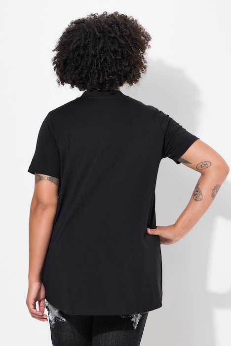 T-Shirt, CutOut Mesh-Sterne, Stehkragen